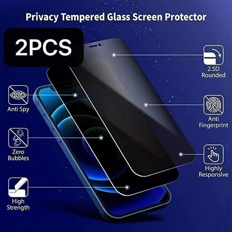 2PCS Privacy Tempered Glass for Iphone 12 13 14 15 16 Pro Max Screen Protectors