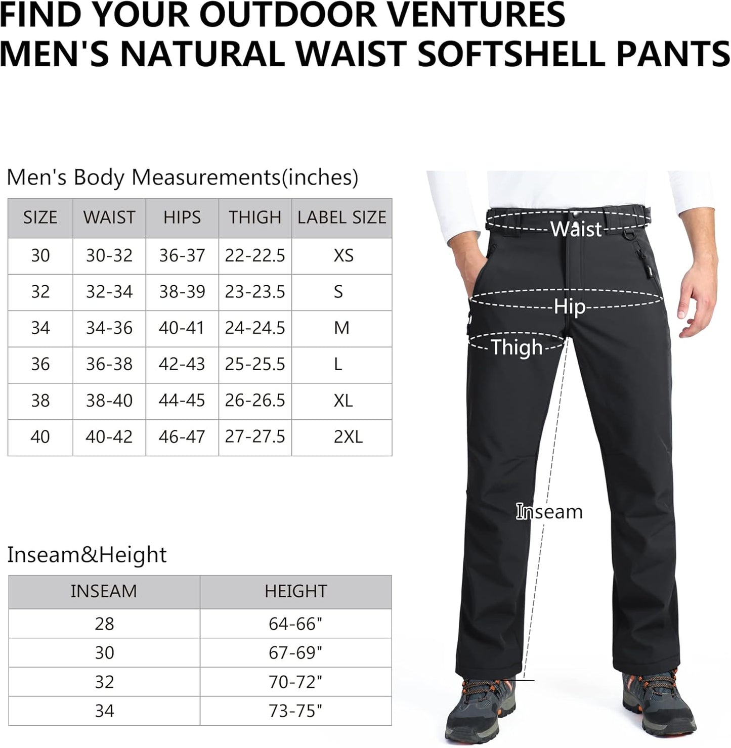 Men'S Lite Snow Pants Expandable-Waist