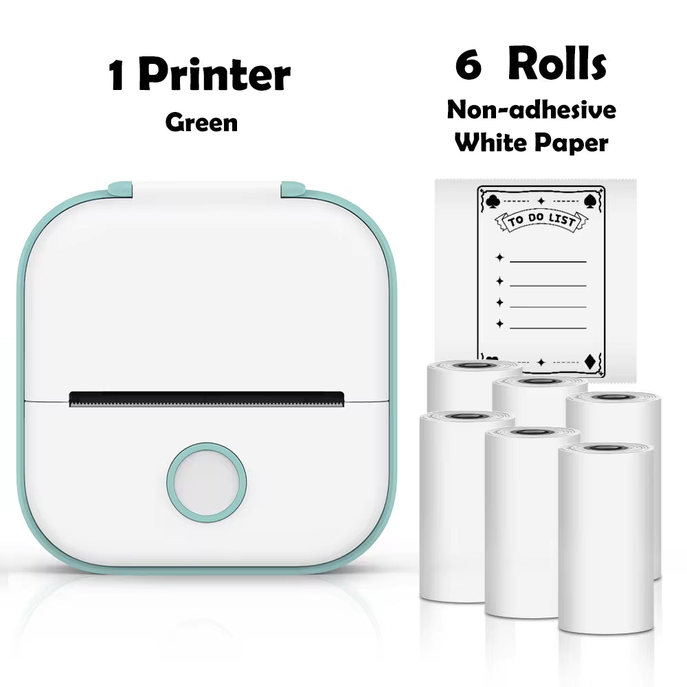 T02 Mini Printer Portable Printer Thermal Printing Sticker Wireless Inkless Pocket Printer Self-Adhesive Label Printer