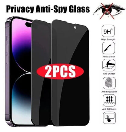 2PCS Privacy Tempered Glass for Iphone 12 13 14 15 16 Pro Max Screen Protectors